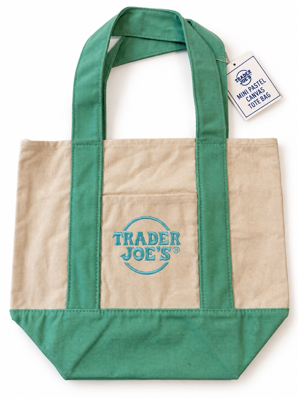 Trader Joe's Green & Natural Canvas Tote New with Tags